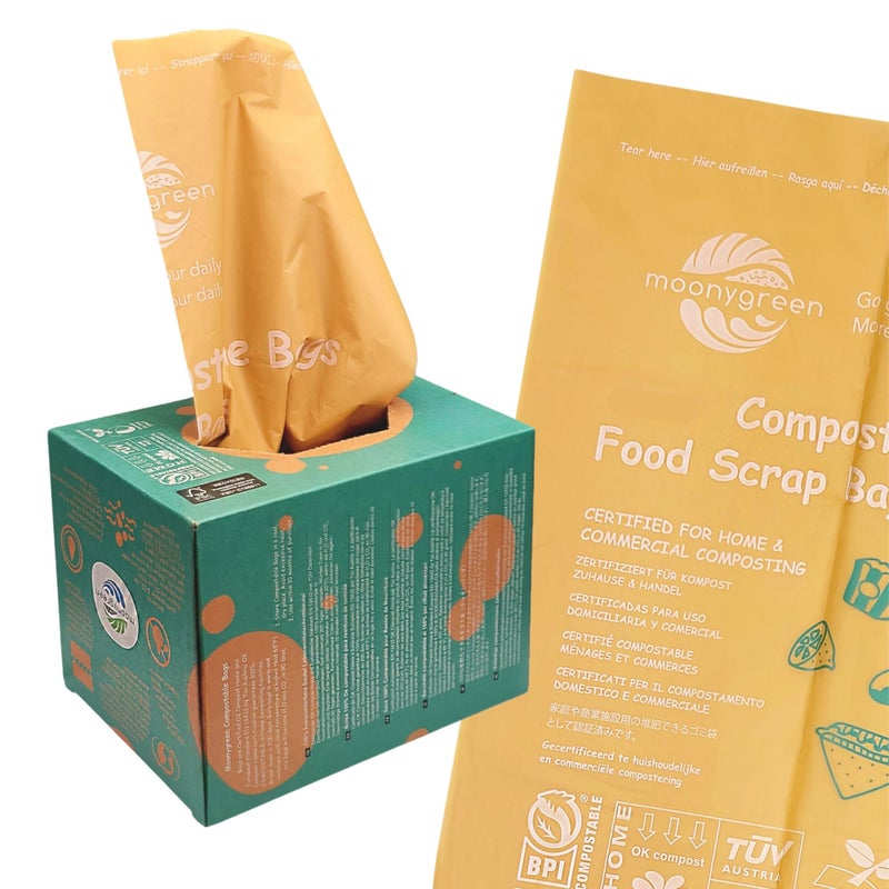 Moonygreen Compostable Trash Bags 13 Gallon, Tall Kitchen Heavey Duty Food Waste Bags, Extra Thick, Certified US BPI ASTM D6400, 49.2 Liter, 50 Count - Image 1